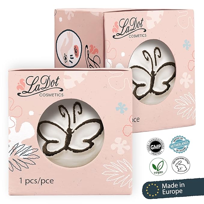 LaDot Starter Ink Pad and Two Butterfly Temporary Tattoo Stamp Set, Skin-Friendly Body Ink 15 ml, Reusable Ceramic Skin Stamps