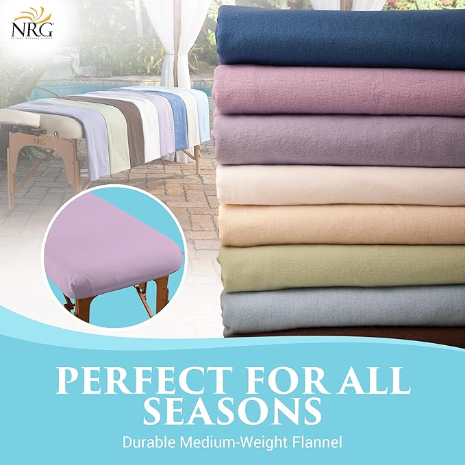 Deluxe Flannel Flat Massage Table Sheets by NRG - 100% Cotton Flannel Massage Linens - 160 GSM, 200 Thread Count - Soft Double Brushed Cotton - Oversized for Better Coverage - 63" x 100" -Color Merlot