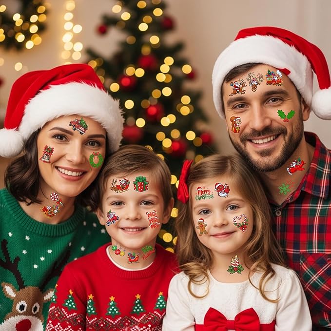 Christmas Temporary Tattoos | Christmas Party Decorations Xmas Decorations Décor Accessories Stickers Party Favors Goodie Bags Stocking Stuffers Santa Claus Snowman Gift Idea For Kids Boy Girl-60Pcs