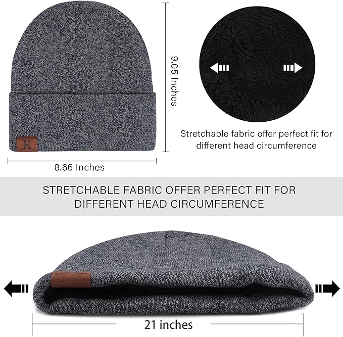 Winter Warm Beanie Hat Touchscreen Gloves Set, Soft Skull Cap Gloves Set for Men and Women with Warm Knit Fleece Lined