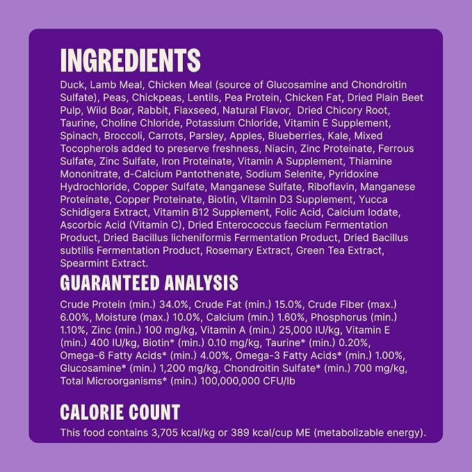 Wellness CORE Dry Dog Food, Grain-Free, High Protein, Natural, Wild Game Duck, Lamb, Wild Boar, & Rabbit Recipe, (12-Pound Bag)