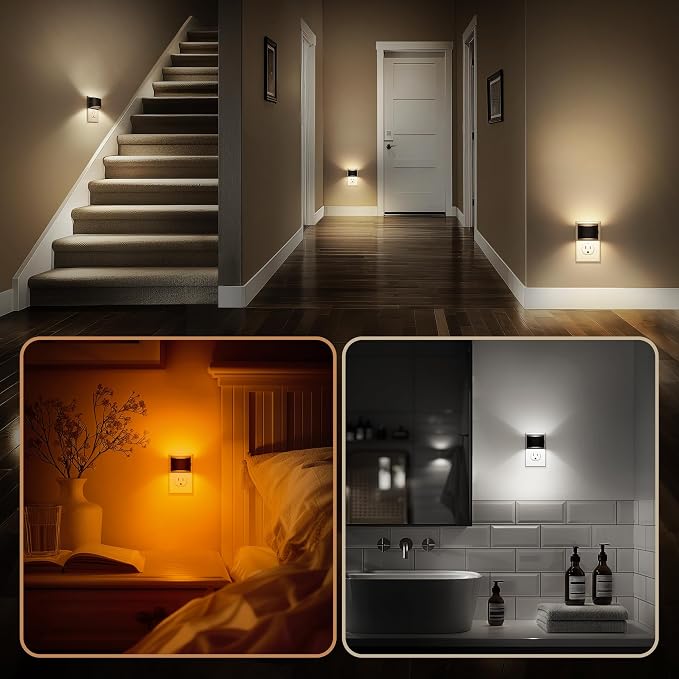 Night Light, Night Lights Plug into Wall, Adjustable, 3CCT | Plug in Night Light with 3 Color Temperatures, Dusk to Dawn Sensor, Nightlights for Adults, Bedroom, Bathroom, 2 packs