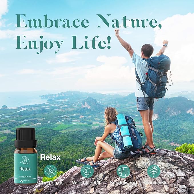 ASAKUKI Essential Oils, Well-Being Essential Oil Set- Calm Mind, Sweet Dreams, Happy, Relax, Air Freshening, Immunity for Diffuser, Waterless Diffuser, Aromatherapy and Humidifiers, 6x10ml