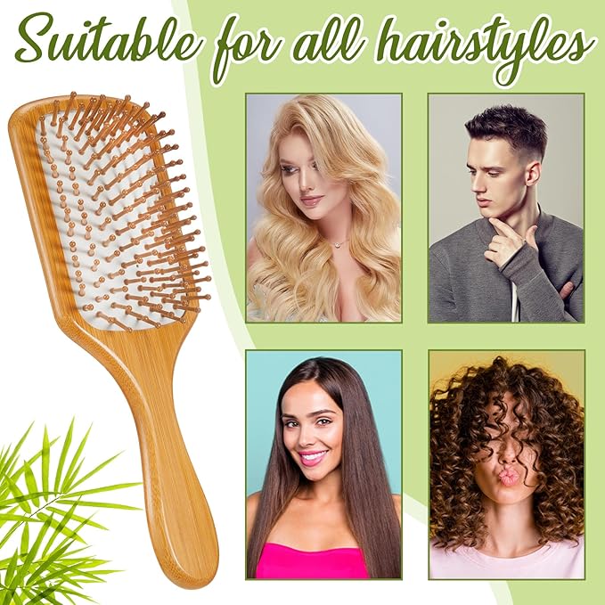 Tessco for you 12 Pcs Bamboo Hair Brushes Bulk Wooden Paddle Brush Scalp Massage Bristle Anti Static Engraving DIY Gifts for Women, Party, Wedding(9.65'' X 3.35'',White)