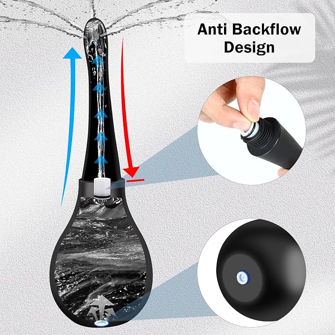 Anal Douche Enema Kit Anti Backflow Enema Bulb with Lube for Men & Women