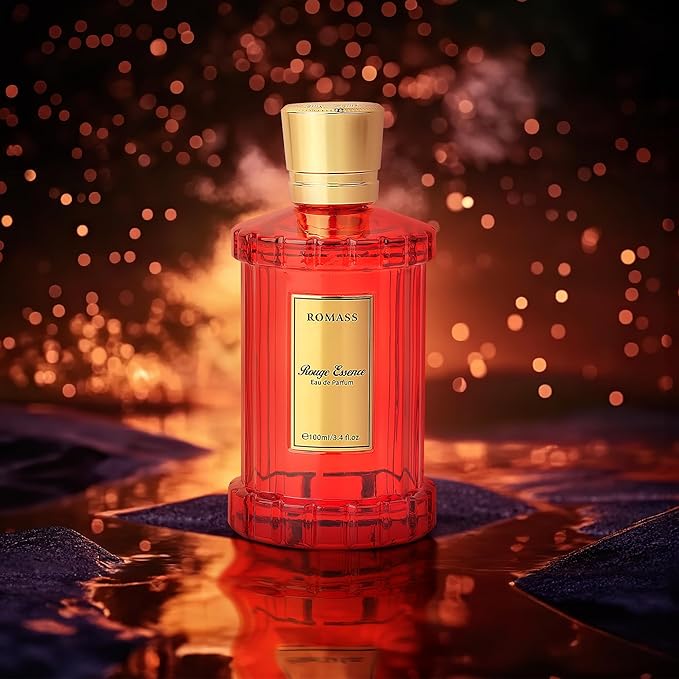 ROMASS Rouge Essence Luxe Eau De Perfume - 8+ Hours Long-Lasting Fragrance with Vibrant Saffron, Warm Amber, Woody Accords & Creamy Almond Notes100ml