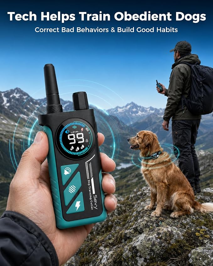 Sevy Buzzy 2-in-1 Dog Bark Collar & Dog Shock Collar with Remote for 2 Dogs