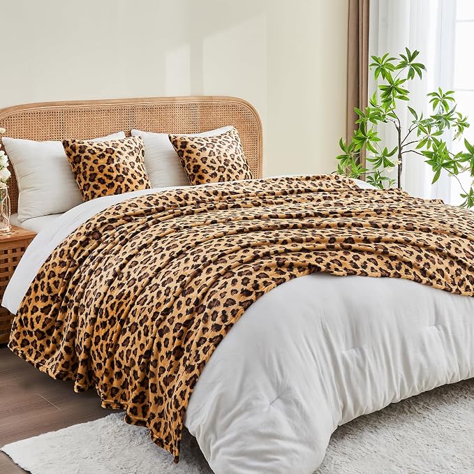 Leopard Print Throw Blanket Valentines Day Gifts for Men Thick Soft Fuzzy Cheetah Print Blanket Room Decor for Bed Couch Sofa - 50"x60", Dark Brown