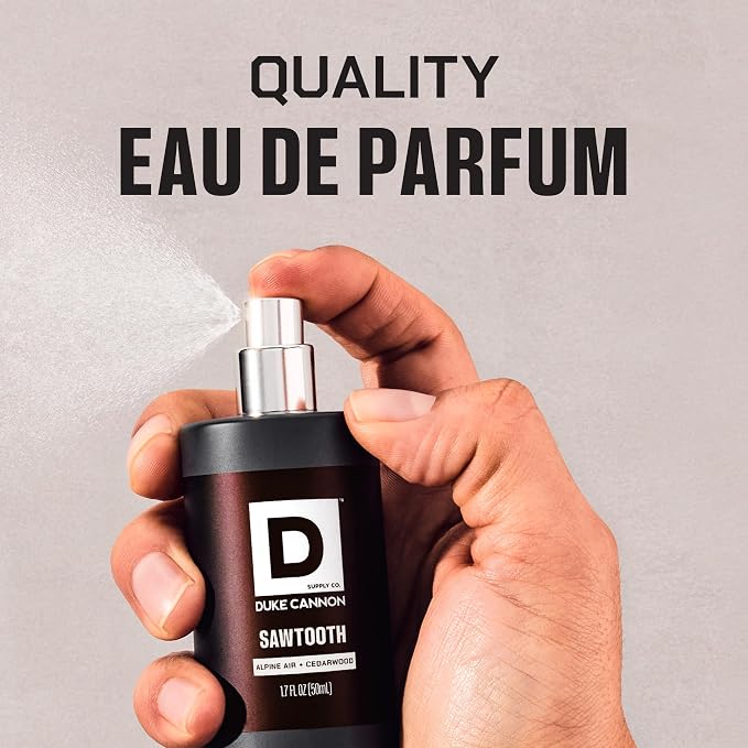Duke Cannon Proper Cologne Sawtooth | Men's Eau de Parfum | Alpine Air and Cedarwood | Fresh, Woodsy, Long-Lasting Scent | 1.7 fl oz