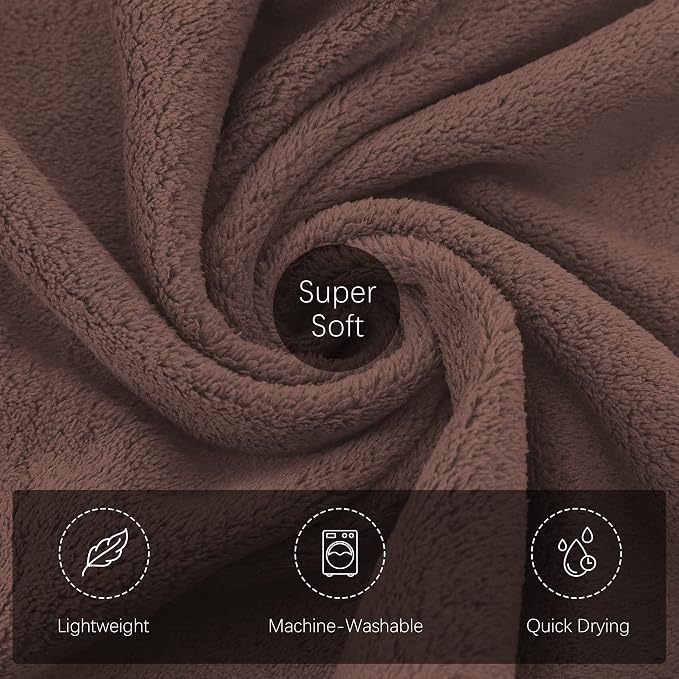 TENSTARS Silk Hemming Hand Towels for Bathroom - Quick Drying - Ultra Soft Microfiber Absorbent Towel for Bath Fitness, Gym, Shower, Hotel, and Spa - 16x28 Inch | Set of 6, Wood Brown