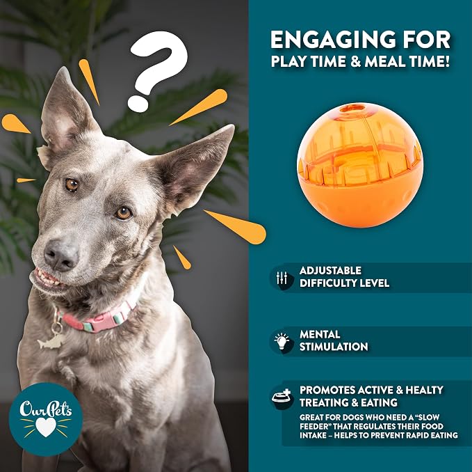 OurPets IQ Treat Ball Food Dispensing Dog Toy, Interactive Puzzle, Assorted | Food Dispensing Design