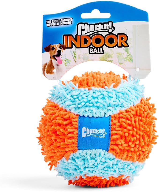 Chuckit! Indoor Fetch Ball Dog Toy, 4.75in, Orange and Blue