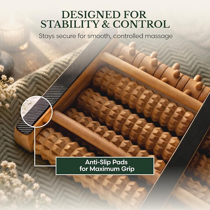 Brookstone Foot Massager for Neuropathy & Plantar Fasciitis Relief - Wooden Foot Roller Massager, Neuropathy Pain Relief for Feet - Mom Gifts for Women Portable for Home or Travel