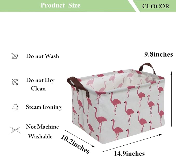 CLOCOR Rectangular Storage Bin,Waterproof Gift Baskets,Room Decor (Flamingo)