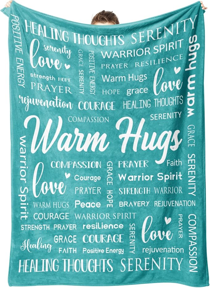 Warm Hugs Healing Blanket, Get Well Gifts for Women Men | Cancer Care, After Surgery, Thinking of You Gift, Sympathy Inspirational Blankets, Soft Throw Blanket 50" x 60"