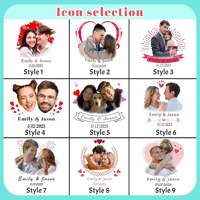Easycosy Custom Temporary Tattoos with Photos, Personalized Funny Face Temporary Tattoos, Party Favors for Boyfriend & Girlfriend, set of 15