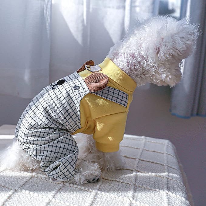 Dog Stylish Overalls Comfortable Puppy One Piece Outfits Summer Bib Overalls for Small Dogs Cute Pet Onesie Jumpsuit Chihuahua Yorkies Birthday Holiday Clothes Cat Costume