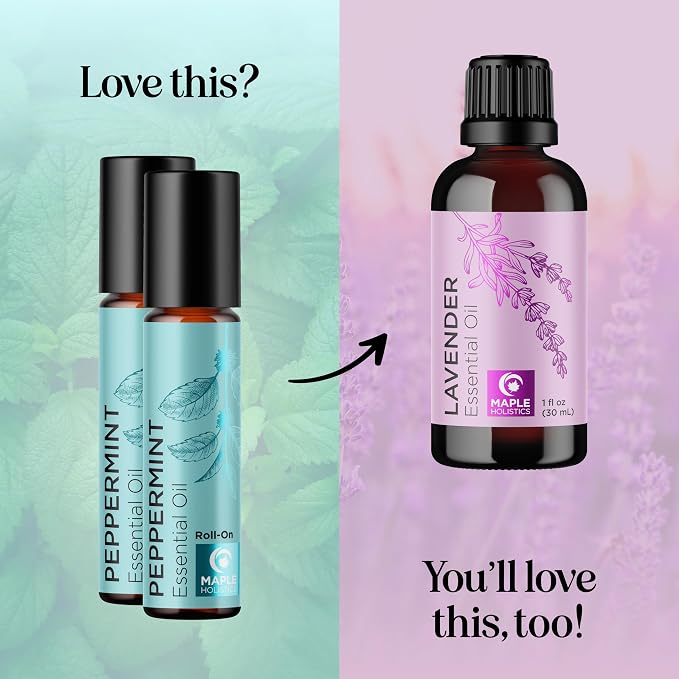 Peppermint Oil Roll on - Pure Peppermint Rollerball Essential Oil Aromatherapy Stick for Headaches - Natural Travel Essential and Pregnancy Must Have for Headaches Energy & Focus Support (2 Pack)