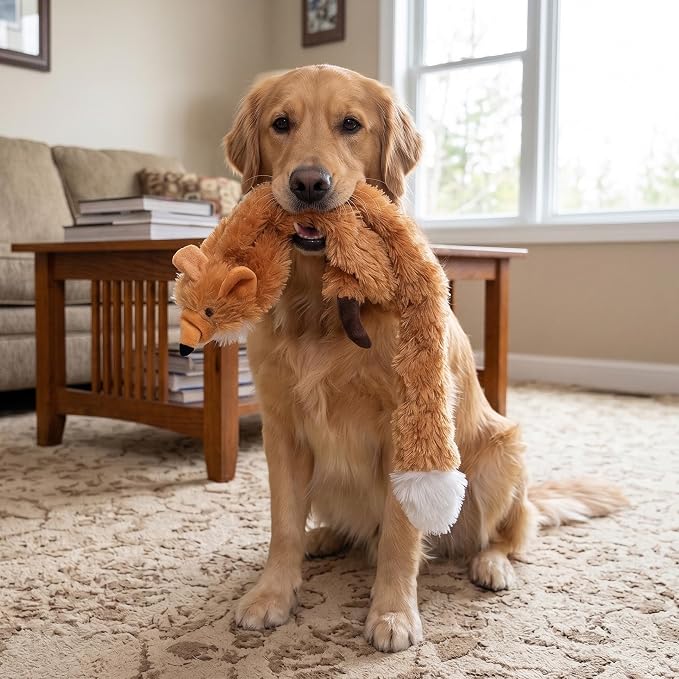 SPOT Skinneeez Fox 23-Inch Stuffing-Free Plush Dog Toy – Realistic Design with 2 Squeakers – Durable, Soft Polyester for Medium & Large Dogs – Tug, Fetch & Shake Play – for Moderate Chewers