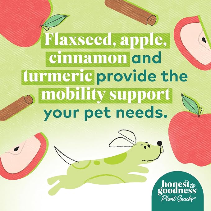Honest to Goodness Plant Snacks Apple & Cinnamon Dog Treats, 8 oz | Crunchy, Plant-Based, Happy Feet Mobility Support, Enriched with Omega 3 Fatty Acids, Fortified with Postbiotics, USA Made