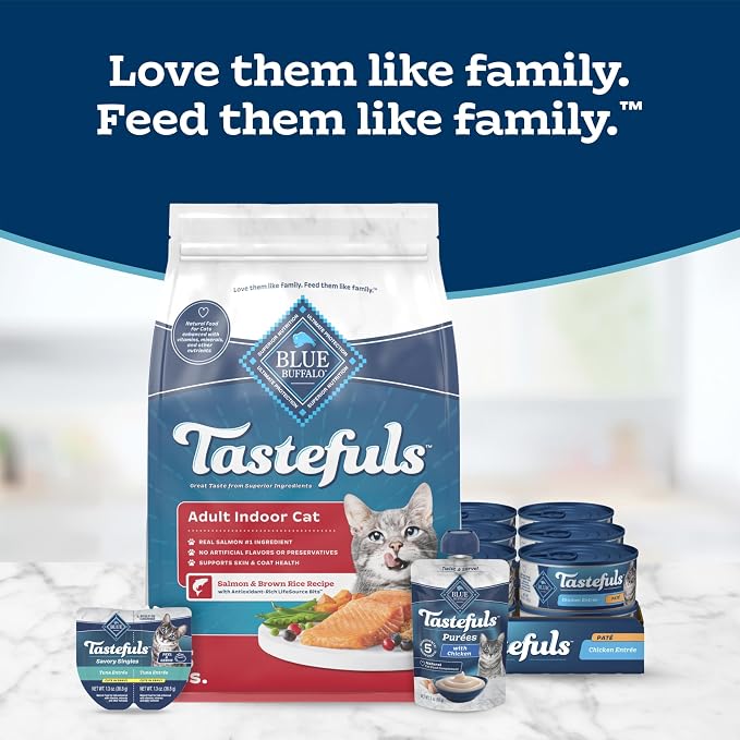 Blue Buffalo Tastefuls Salmon Adult Indoor Dry Cat Food, 7 lb | Salmon & Brown Rice Recipe, Antioxidant-Rich LifeSource Bits, No Corn, Wheat, or Soy