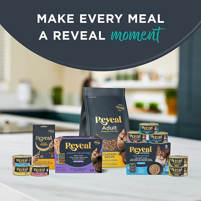 Reveal Natural Wet Canned Cat Food,Limited and Natural Ingredients,Grain Free,High Protein with No Artificial Additives,Chicken Breast in Broth (2.47 oz Cans),(Pack of 48)