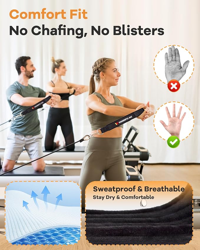 Wonderful Day 2PCS Pilates Straps for Reformer, Comfortable Enhanced Thickness, Fitness Pilates Double Loop Exercise Straps for Home Gym Workout