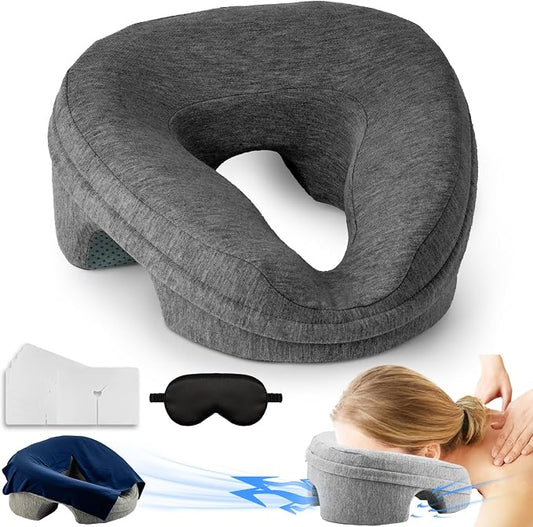 VVB Massage Pillow Face Down, Massage Headrest for Bed, BBL Pillow After Surgery Post Eye Surgery Recovery & Vitrectomy Recovery for Massage Tables, Piercing Pillows Removable Cover Black