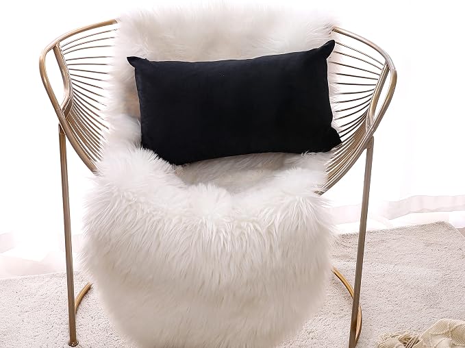 NiNi ALL Black Velvet Throw Pillow Covers 12x20 Pack of 2 Decorative Couch | Soft Solid Boho Cushion Squar Pillow Cases for Chair Sofa Bedroom Farmhouse Living room Modern Luxury Home Decor Halloween