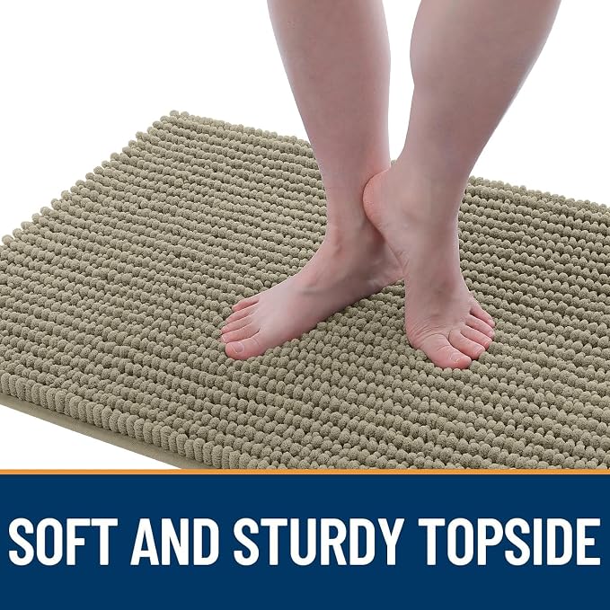 OLANLY Dog Door Mat for Muddy Paws 36x24, Extra Absorbent Chenille Mud Mat | Warm Taupe, Absorbs Moisture and Dirt, Non-Slip Machine Washable Doormat, Quick-Drying Indoor Entryway Floor Mat for Dogs