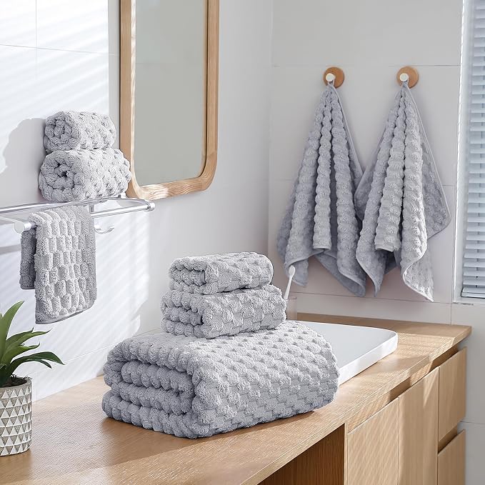 Extra Large Bath Towel Set of 6 (40"x80"),Oversized Bath Sheet Super Soft Highly Absorbent Microfibers Quick Dry Luxury Shower Towel for Bathroom Spa Gym Hotel Yoga (Grey, 6Piece)