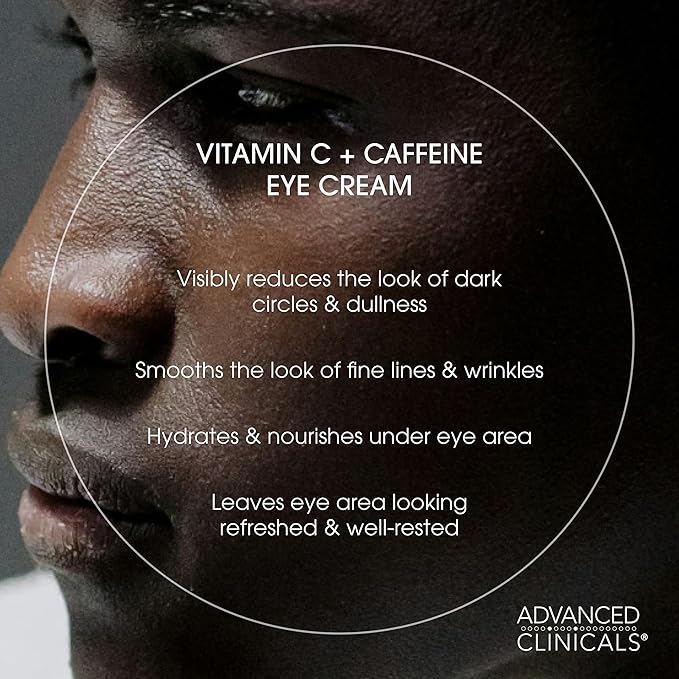 Advanced Clinicals Vitamin C + Caffeine Eye Balm Face Moisturizer | Under Eye Cream For Improving Appearance Of Dark Circles, Puffiness, Bags Under Eyes, & Look Of Dark Spots, 1 Fl Oz