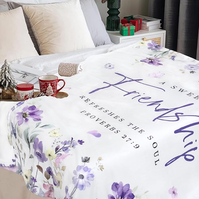 Friendship Gifts Blanket Throw 60X50 Friend Birthday Gift for Women | Christian Gifts for Women, Sweet Friendship Blanket, Christmas Birthday Gift Idea for Best Friend Bestie BFF Soul Sister