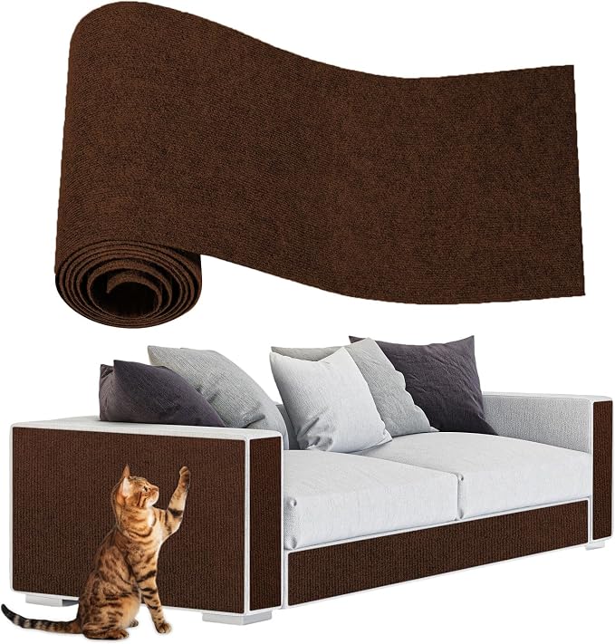 ENONCI 78.7x15.8 Cat Scratch Pad, Furniture Protector for Couch Corners | Trimmable, No-Shedding Cat Scratch Pad with Self-Adhesive Backing for Climbing, Protects Walls, Carpet and Couch