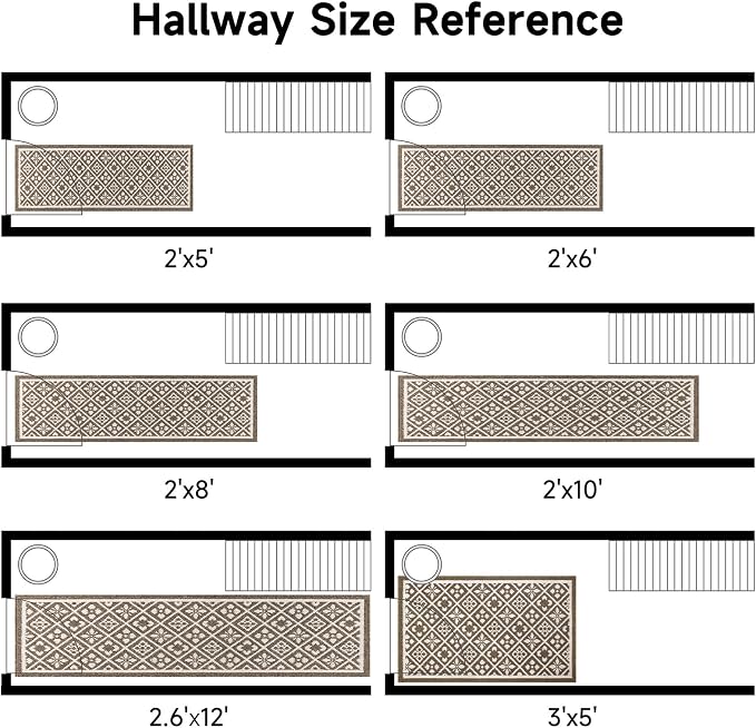 Ileading Hallway Runner Rug 2x6 ft,Washable Indoor Brown Carpet with Non Slip Rubber Backing,Low Pile Durable Kitchen Floor Mat for Laundry Entryway Door & High Traffic Areas