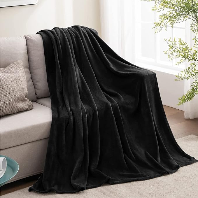 BEDELITE Fleece Blanket Soft Plush Throw for Couch Black 50"x60" | Ultra Soft Fleece, Plush Microfiber, Lightweight Warmth, All Season Comfort, Fade Resistant, Machine Washable, Couch Sofa Bed