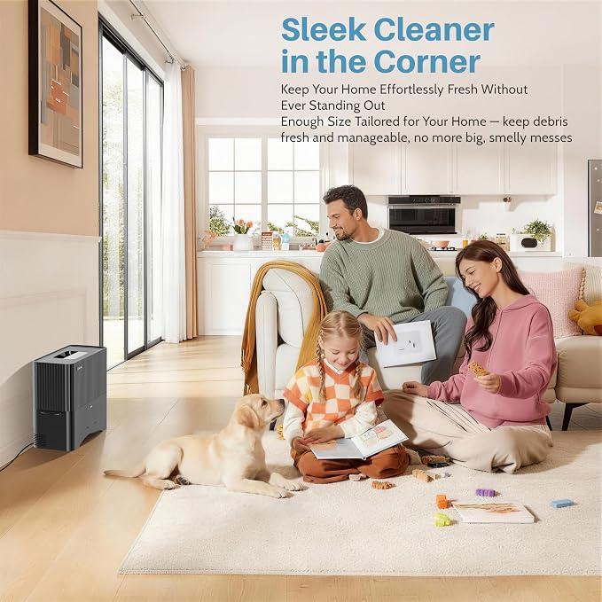 Touchless Vacuum Automatic Dustpan, 20Kpa Suction, Compact Baggless Design | Ultra Fast Hair Vacuum for Salons Pet Hair Food Dirt Home Kitchen, Corded Space-Saving Electric Canister Vacuum Cleaner