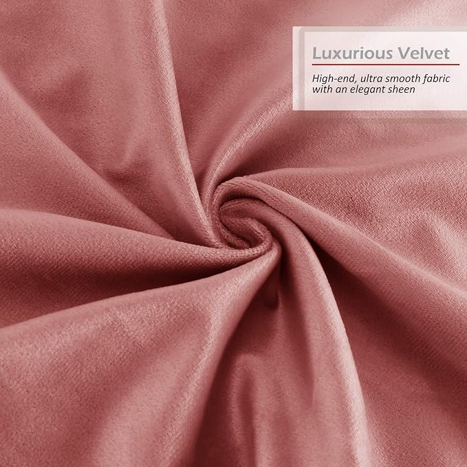 Throw Pillow Inserts Pack of 2 with Velvet Soft Solid Decorative Square Throw Pillow Covers Set for Sofa Couch Car Bedroom, 12X20 Throw Pillows Inserts with 12x18 Washable Cushion Covers, Misty Rose