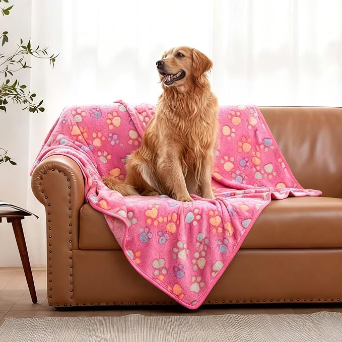 Dog Blankets for Medium Dogs, Cat, Premium Soft Dog Blankets for Small Dog | Washable, Puppy Blanket Dogs Essentials for Puppies (1, Pink, 41" x 30")