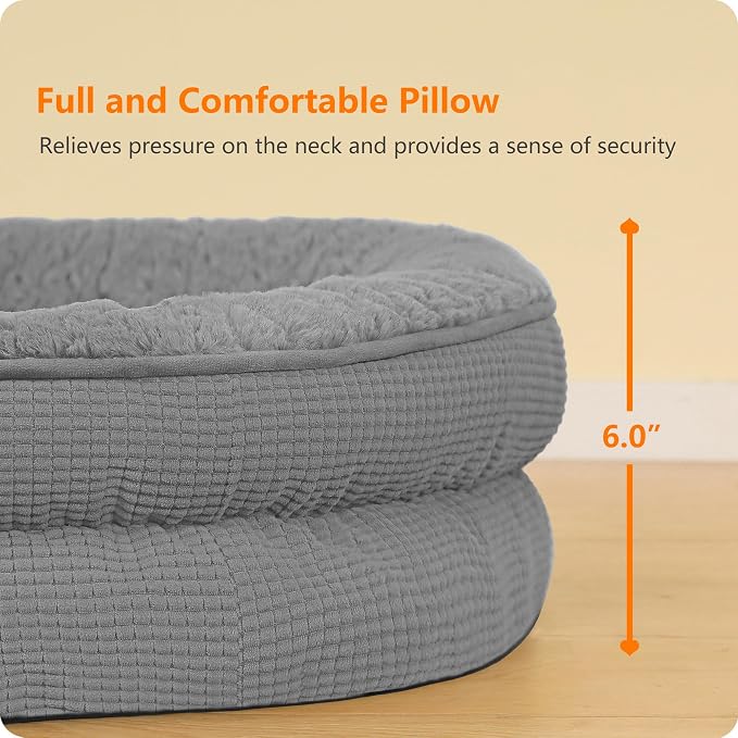 Dwanton Orthopedic Waterproof Medium Dog Bed Sofa, Gel Memory Foam, 36" | Egg-Crate Foam Dog Sofa, Washable Pet Bed with Four Sided Bolster Cushion, Removable Cover & Non-Slip Bottom, Medium Grey-1
