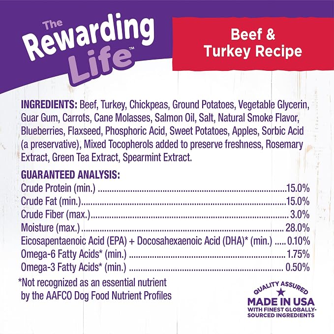 Wellness Rewarding Life Soft Dog Training Treats, Natural, Grain Free, Beef and Turkey Recipe, 6 oz Bag (Pack of 2)