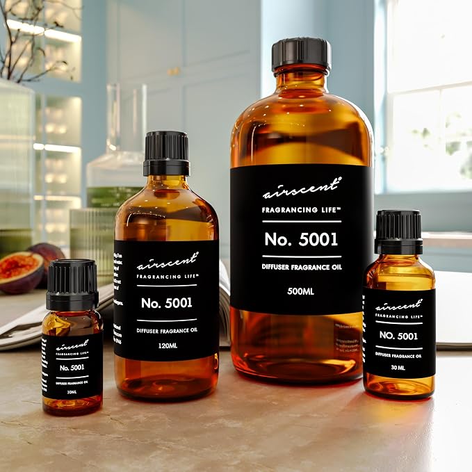 AirScent Bac. Rouge Inspired Diffuser Oil - Perfume Dupe - 500 mL | Premium Fragrance Oil No. 5001 for Ultrasonic and Waterless Diffusers and Crafting - 16.9 fl oz Glass Bottle