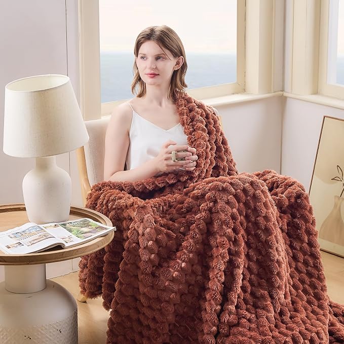 NEWCOSPLAY Fleece Clouds Cozy King Blanket for Couch, Coffee, 90"x110" | Premium Silky Flannel Blanket, Soft Lightweight Fluffy Throw Blanket for Bed Sofa Decor, Gift for All Season Use