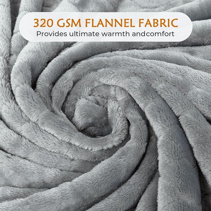 Fleece Blanket Super Soft Cozy Throw Blanket 50" x 60", Lightweight Fuzzy Comfy Textured Flannel Blanket Warm Plush Throw Blankets for Couch, Sofa, Bed, Light Grey