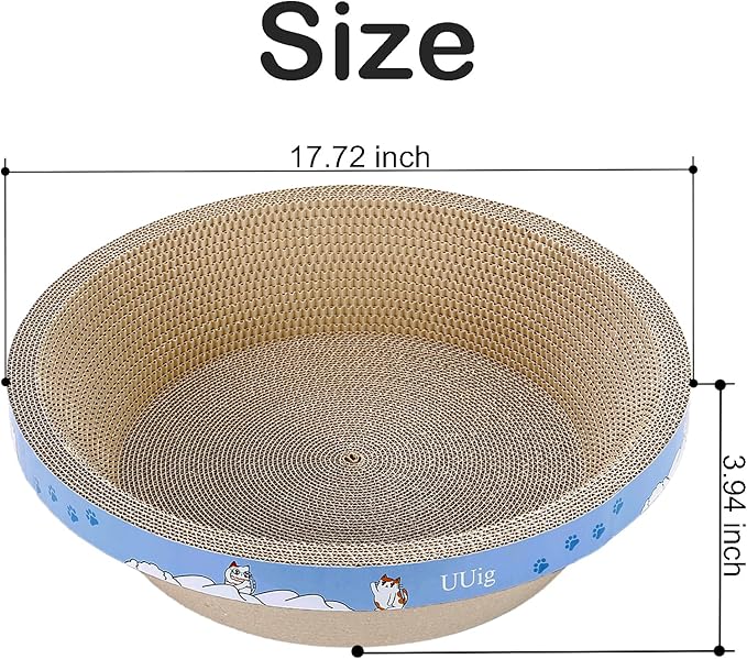 Cat Scratcher Bed 17.7x17.7” Large Cardboard Cat Scratcher Bowl | For Large Cats, Round Cat Scratching Bed for Indoor Cats, Cardboard Cat Bed with Catnip, No Assembly, Abrasion Resistant