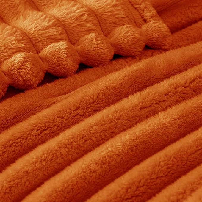 Exclusivo Mezcla Striped King Size Fleece Blanket for Bed, Couch, 90"x104" | Soft Breathable Cozy Bed Blankets, Lightweight Plush Fluffy Fuzzy Jacquard Decorative Blankets