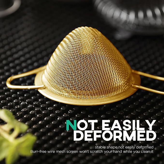 Homestia Fine Mesh Strainer for Kitchen, 304 Stainless Steel Cocktail Sieve Sifters for Food, Liquid Strainer for Drinks, Tea, Coffee, Juice, Flour, Spice, Fruits, Vegetables (Gold, 2 Pieces)