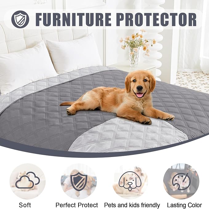 Smiry Waterproof Dog Bed Cover, Reversible Pet Blanket for Sofa Couch | Soft Washable Dog Blanket, Leakproof Couch Cover for Dogs Cats & Furniture Protection, 40x70, Grey/Light Grey