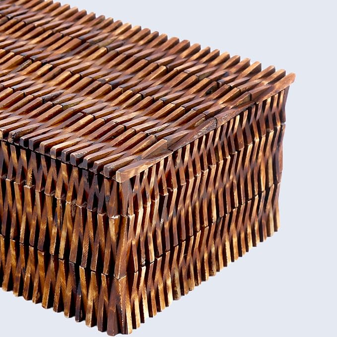 Handicrafts Home Large Decorative Storage Box with Lid – 12X8X5” Coffee Table Organizer, Keepsake- Decorative Boxes for Home Decor, Stylish Decorative Box for Office Decor-Mekong Lotus