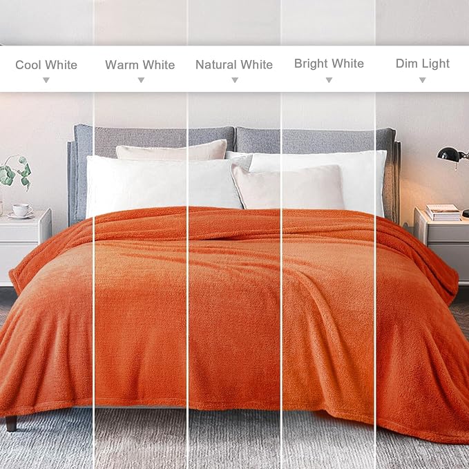 Exclusivo Mezcla Soft Plush Fleece Twin Size Blankets for Bed Living Room | Lightweight Fuzzy Fluffy Large Blanket for All Seasons, Cozy Velvet for Women Men, Machine Washable, 60"x80", Burnt Orange